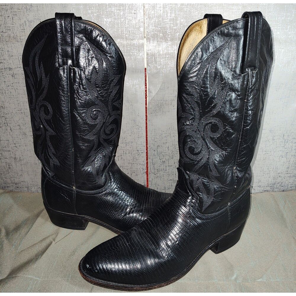Dan Post Men's Black Leather Western Boots Sz 10.5EW